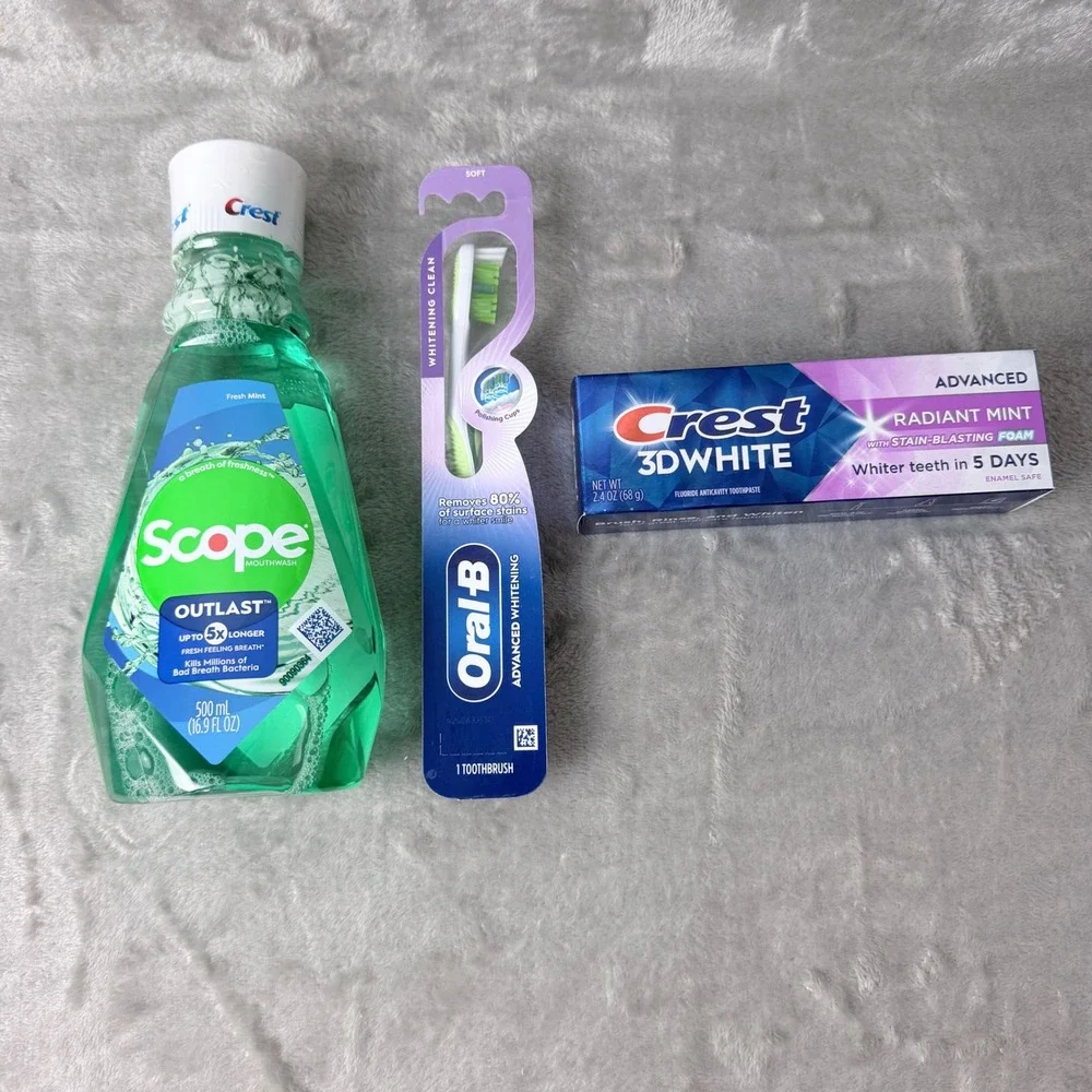 Crest Oral-B Oral Care Bundle Unisex OS Blue Green Mouthwash Toothpaste Brush